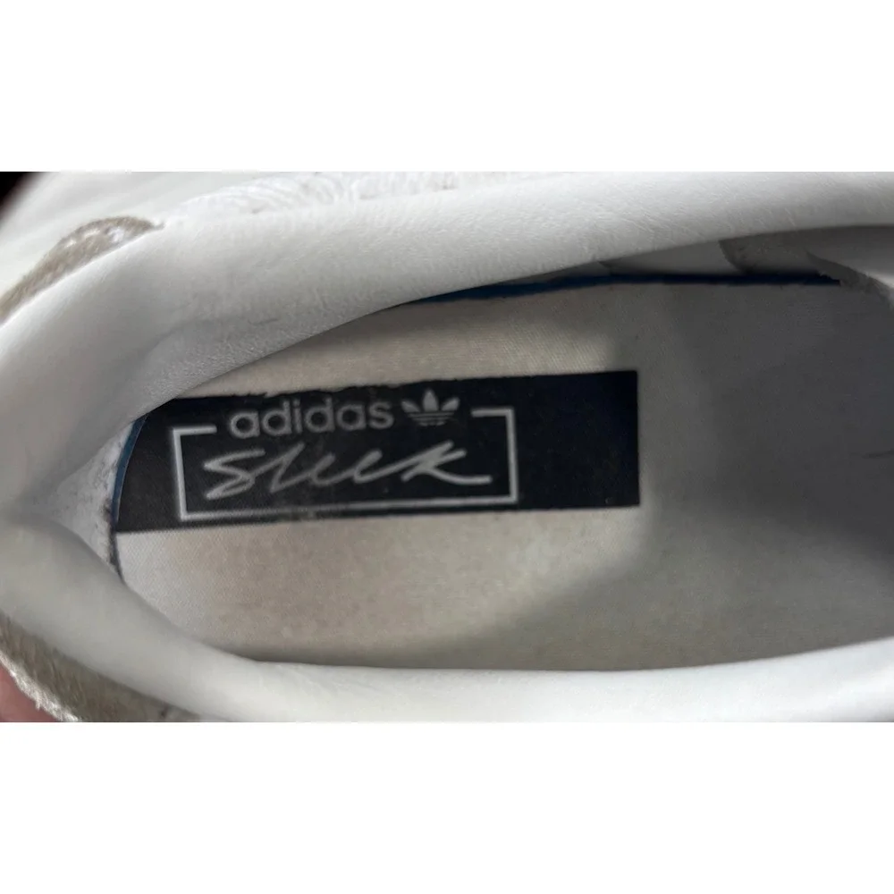 Adidas Sleek Sneakers Womens‎ 8 White Leather Low Top Shoes DB3258